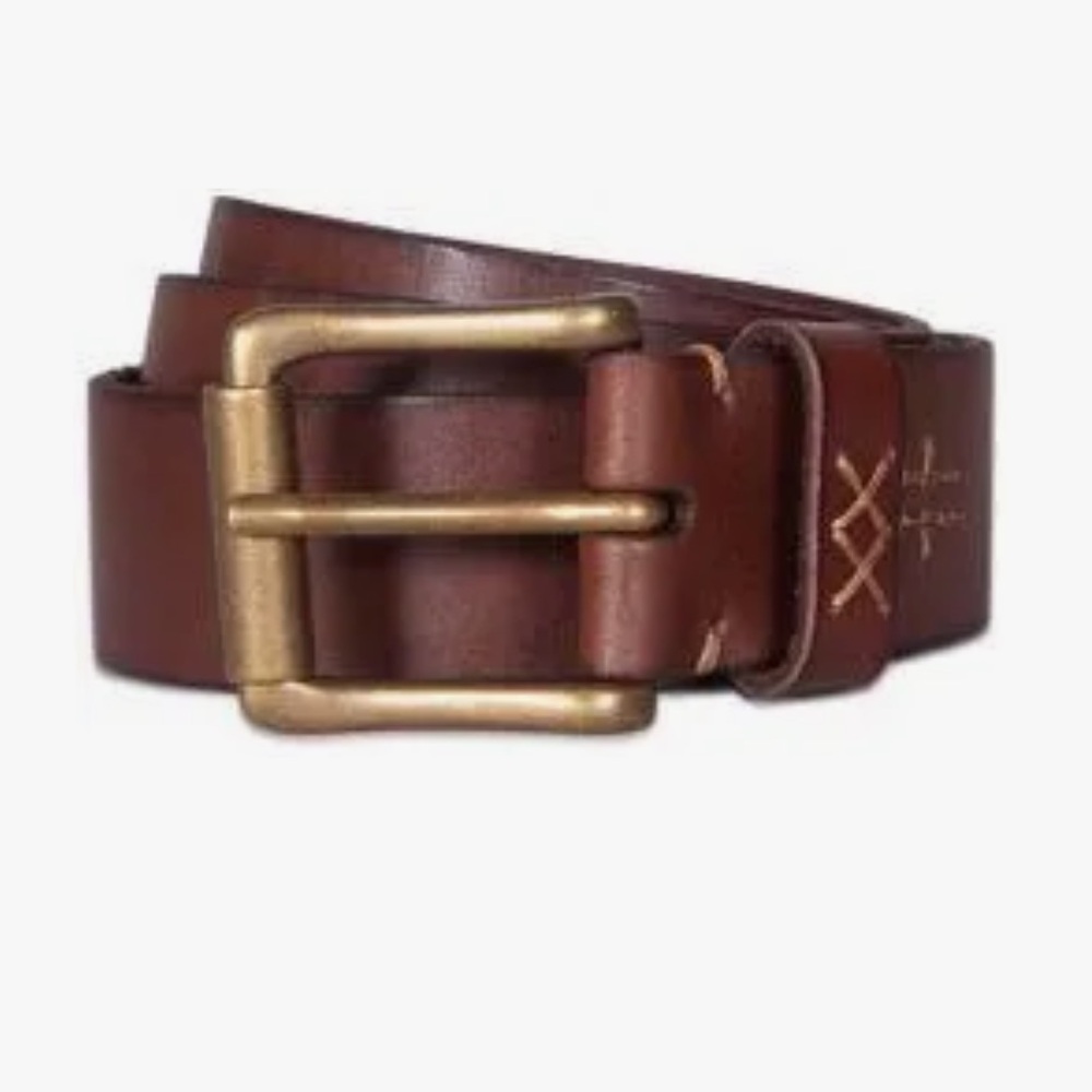 Frye Men's Flat Panel Leather Belt in Cognac - 38